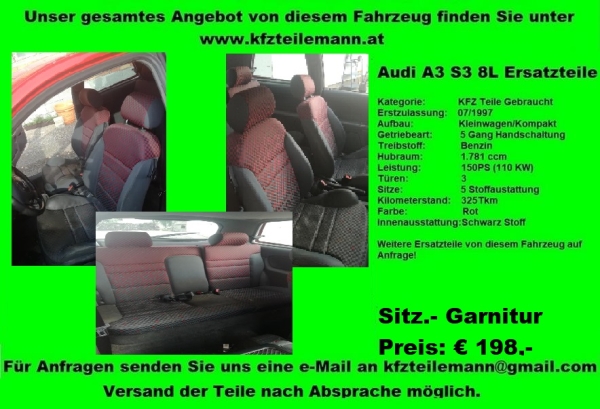 Sitze komplette Garnitur Audi A3 8L S3